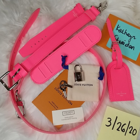 NEW UNUSED LOUIS VUITTON PINK KEEPALL STRAP SET - Picture 2 of 8